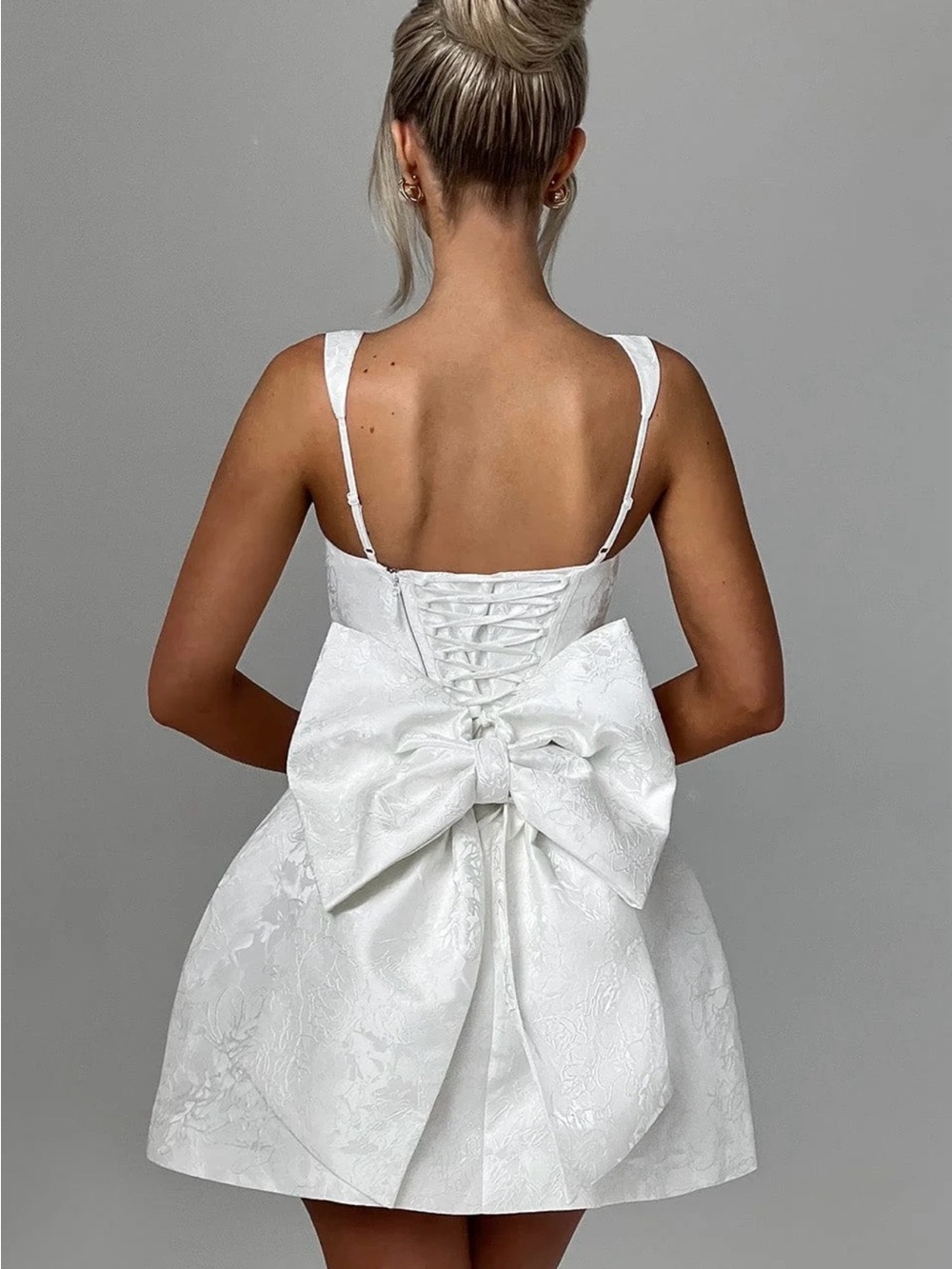 White Bow-Back Mini Dress